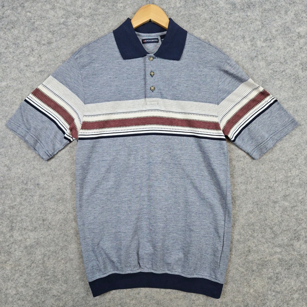Knightsbridge‎ Men's Gray Golf Polo Shirt Size S Center Stripe Cotton/Polyester